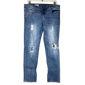 Kut from the Kloth Distressed Blue Women's Jeans 10 Straight Leg